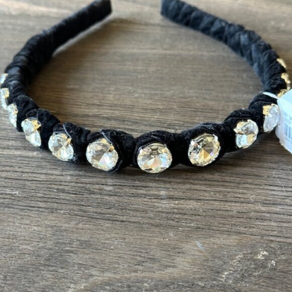 * J. Crew Black Velvet/Crystal Headband * New with tag - Picture 4 of 4